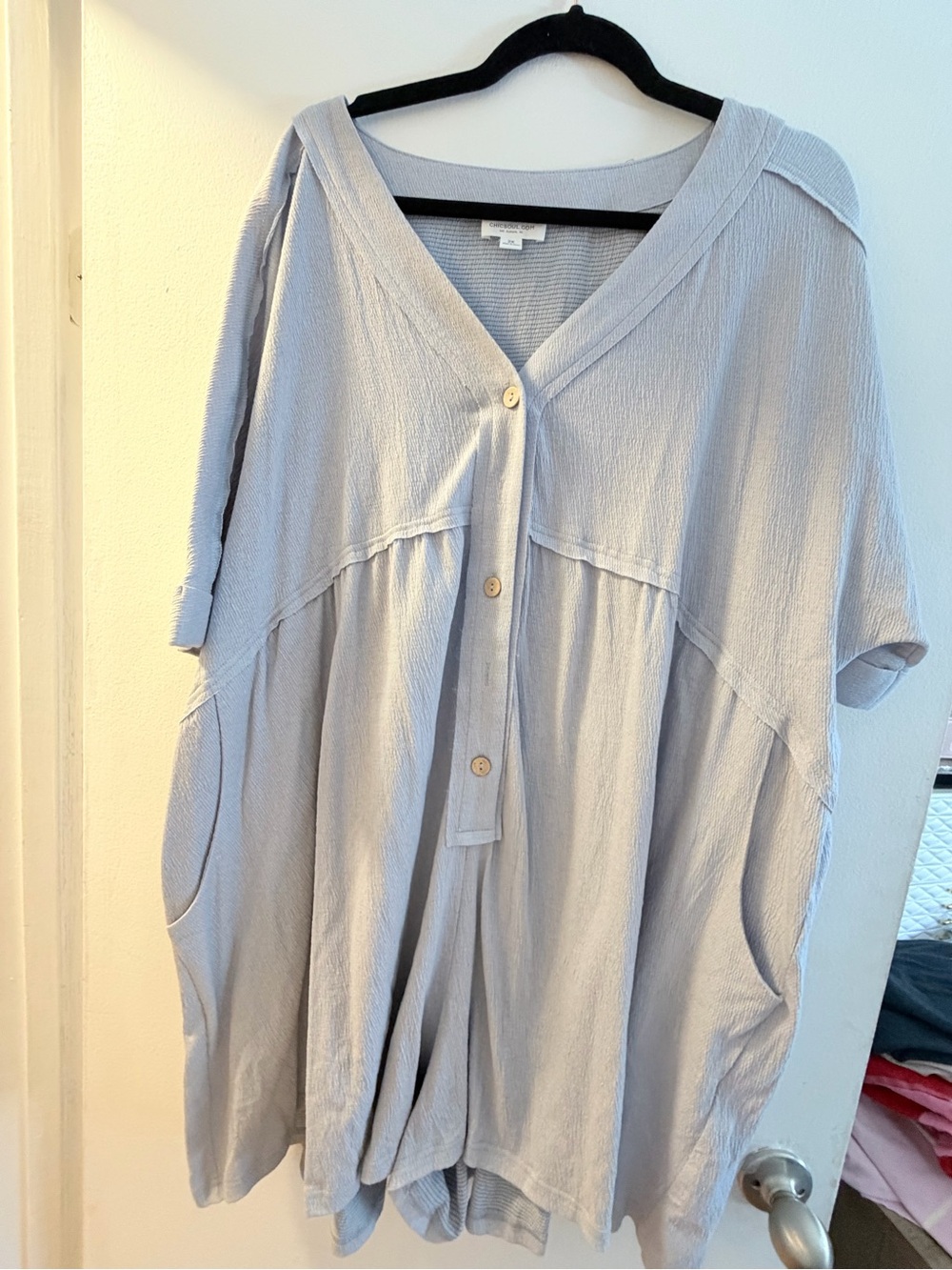 Amazon (never been worn) Women's Light Blue Oversized Button-Front Tunic